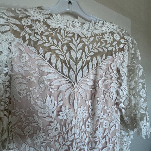 NWT Tadashi Shoji Flutter Sleeve Openback Lace Wedding Dress - Picture 11 of 13